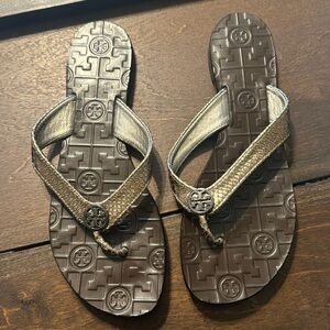 Tory Burch Snakeskin Flip Flops